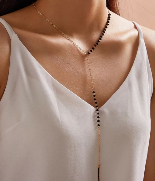 Nikkiwallflower Jewelry - *Dina* Black Bead Long Necklace